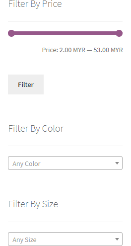 Filtering By Price, Color And Size